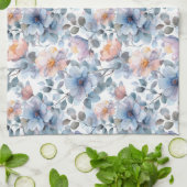 Fijne waterverf bloemenmotief in pastelkleur theedoek (Gevouwen)