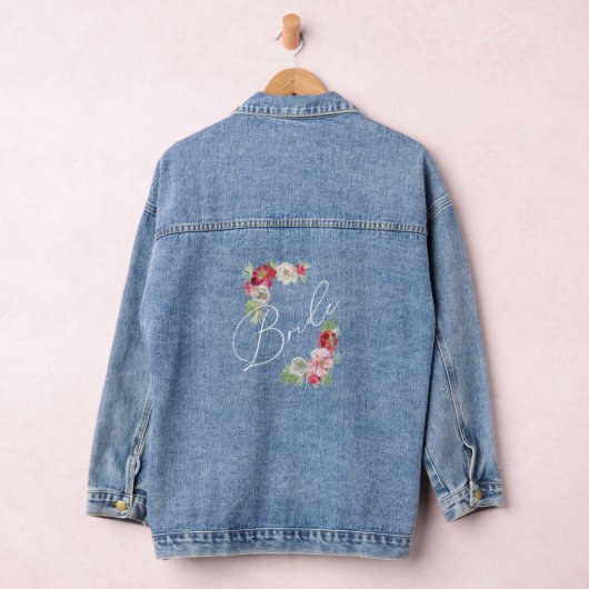 Fijne Waterverf bloemetjes Scripted Bride Design Denim Jacket (Hangar)