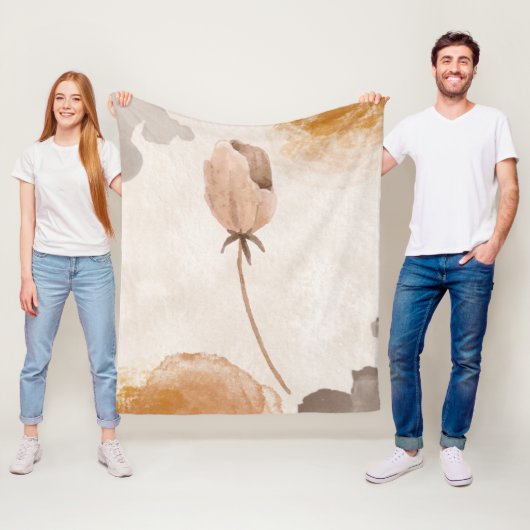 Fijne waterverf bloemillustratie fleece deken (In situ)