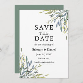 Fijne Waterverf Botanische Greenery Sage Green Save The Date