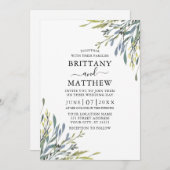 Fijne Waterverf Botanische Greenery Wedding Kaart (Voorkant / Achterkant)
