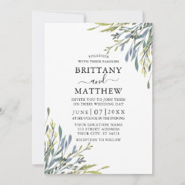 Fijne Waterverf Botanische Greenery Wedding Kaart