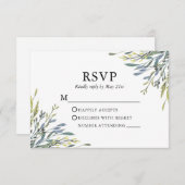 Fijne Waterverf Botanische Greenery Wedding RSVP Kaartje (Voorkant / Achterkant)