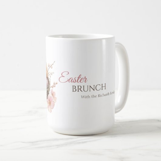 Fijne Waterverf Easter Nest Egg & Chick Brunch Koffiemok (Voorkant rechts)