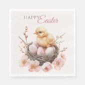Fijne Waterverf Easter Nest Egg & Chick Brunch Servet (Voorkant)