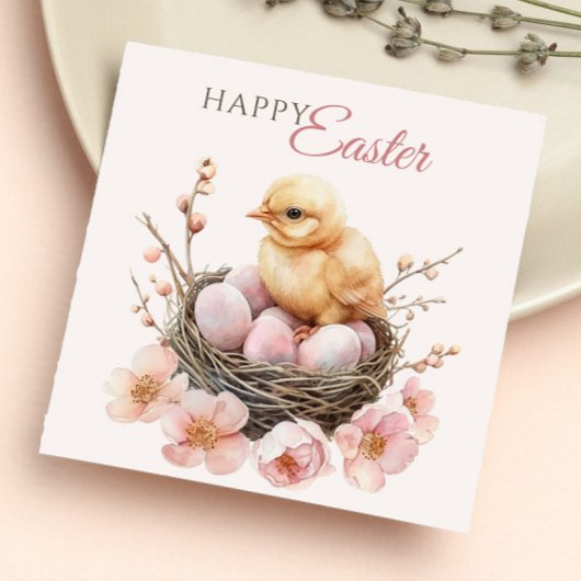 Fijne Waterverf Easter Nest Egg & Chick Brunch Servet