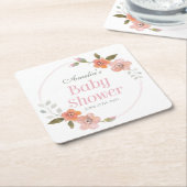 Fijne Waterverf Floral Baby shower Kartonnen Onderzetters (Schuin)