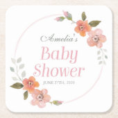 Fijne Waterverf Floral Baby shower Kartonnen Onderzetters (Voorkant)