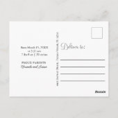Fijne Waterverf Floral Birth kondiging Briefkaart (Achterkant)