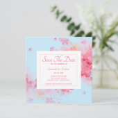 Fijne Waterverf Floral Blue Save The Date (Staand voorkant)