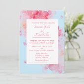 Fijne Waterverf Floral Blue Wedding Kaart (Staand voorkant)