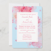 Fijne Waterverf Floral Blue Wedding Kaart (Voorkant)