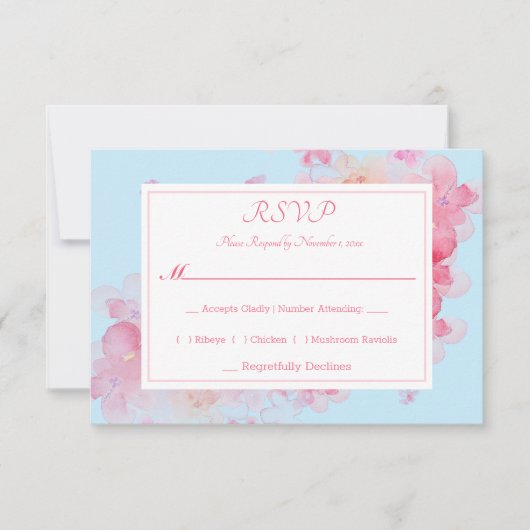 Fijne Waterverf Floral RSVP Kaartje (Voorkant)