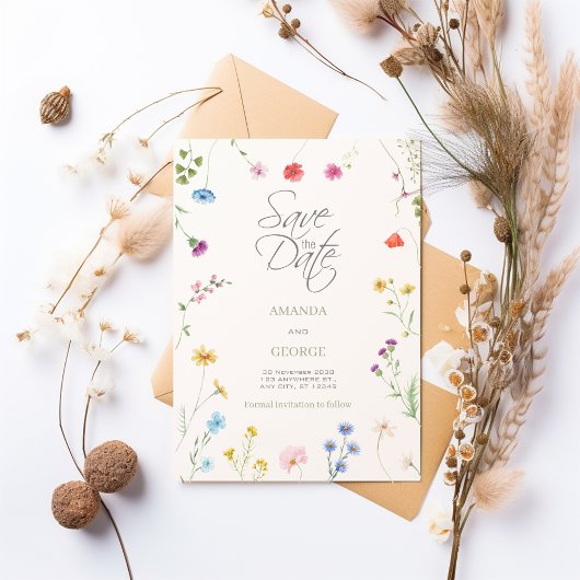 Fijne Waterverf Floral Save The Date