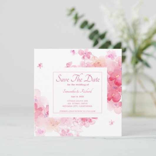 Fijne Waterverf Floral Save The Date (Staand voorkant)