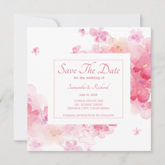 Fijne Waterverf Floral Save The Date (Voorkant)