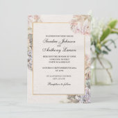 Fijne Waterverf Floral Wedding Kaart (Staand voorkant)