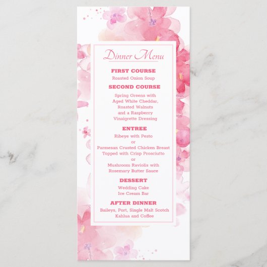 Fijne Waterverf Floral Wedding Menu (Voorkant)