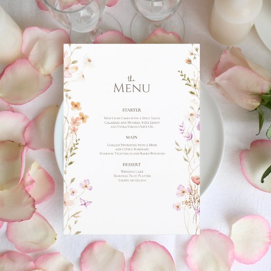 Fijne Waterverf Floral Wedding Menu