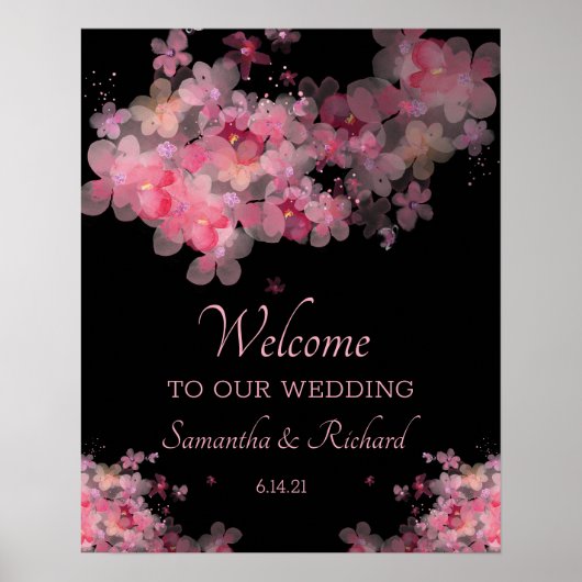 Fijne Waterverf Floral Wedding Poster (Voorkant)