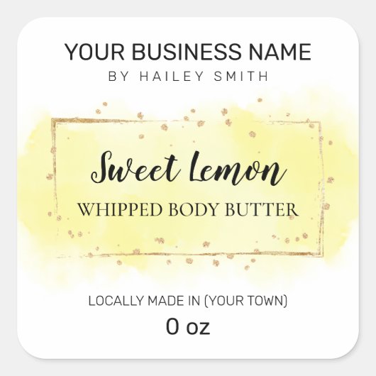 Fijne Waterverf Geel met scheurtje Vierkante Sticker (Voorkant)