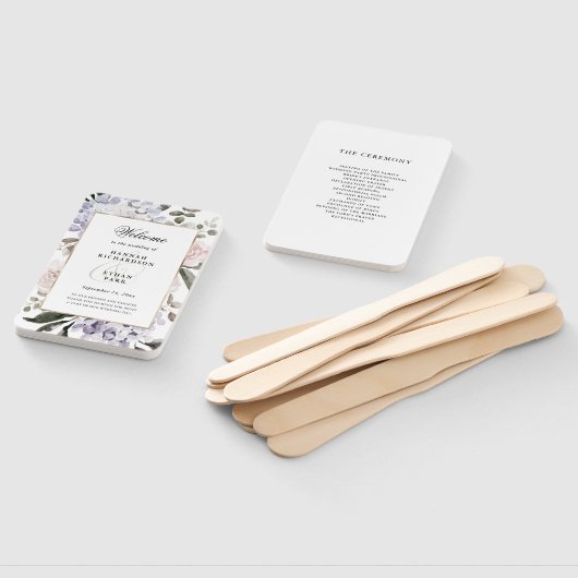 Fijne Waterverf Hydrangea Floral | Weddenschap Handwaaier (Niet-gemonteerd)