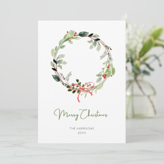Fijne Waterverf kerstmis Feestdagenkaart (Staand voorkant)
