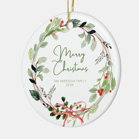 Fijne Waterverf kerstmis Keramisch Ornament (Links)