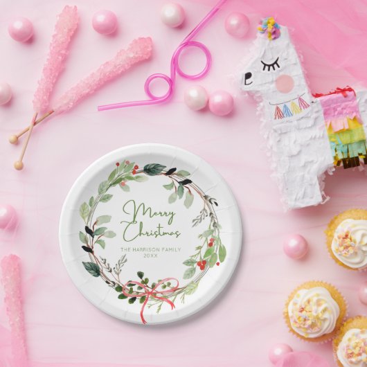 Fijne Waterverf kerstmis Papieren Bordje (Feest)