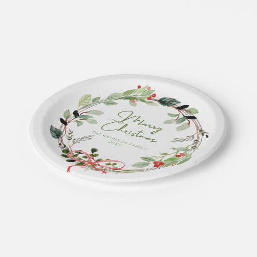 Fijne Waterverf kerstmis Papieren Bordje (Gekanteld)