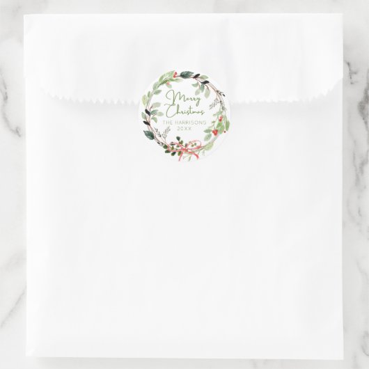 Fijne Waterverf kerstmis Ronde Sticker (Tas)