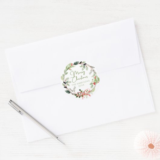 Fijne Waterverf kerstmis Ronde Sticker (Envelop)