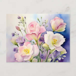 Fijne Waterverf Lisianthus Flowers Briefkaart