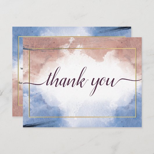 Fijne waterverf op golven Dank je Post Briefkaart (Voorkant / Achterkant)