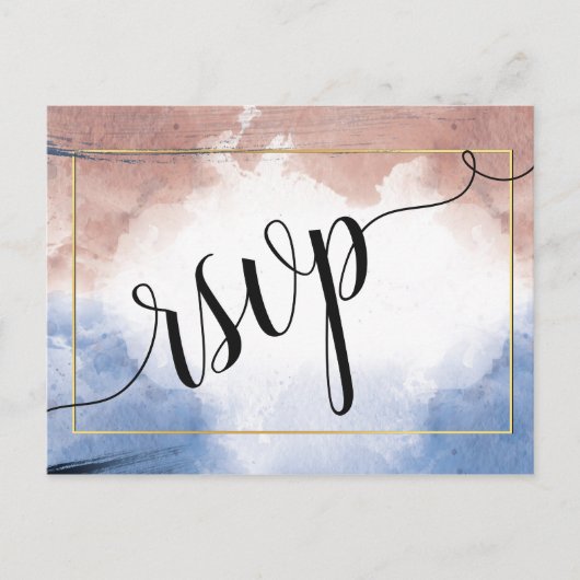 Fijne waterverf op golven rsvp-uitvinding uitnodiging briefkaart (Voorkant)