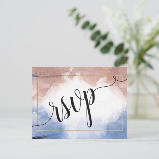 Fijne waterverf op golven rsvp-uitvinding uitnodiging briefkaart (Staand voorkant)