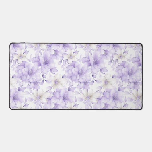 Fijne Waterverf Paarse Bloemen Bureaumat (Voorkant)