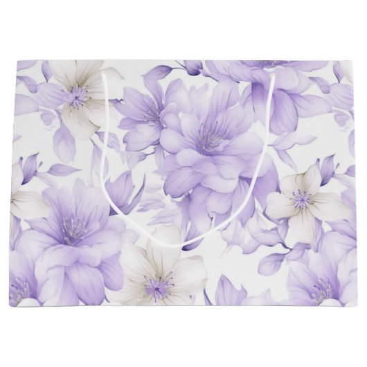 Fijne Waterverf Paarse Bloemen Groot Cadeauzakje (Voorkant)