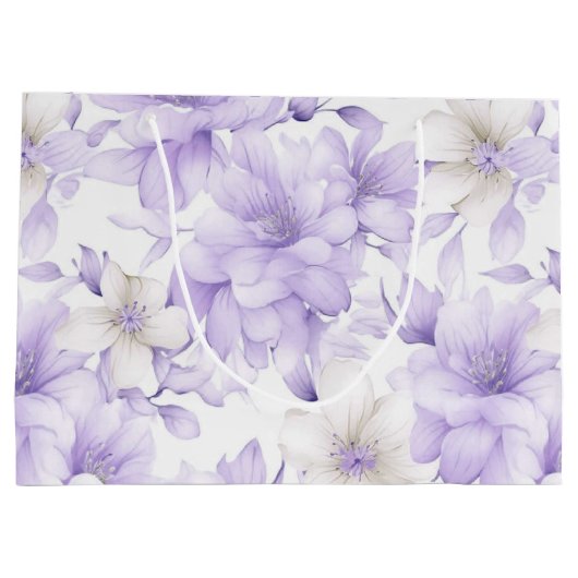 Fijne Waterverf Paarse Bloemen Groot Cadeauzakje (Achterkant)