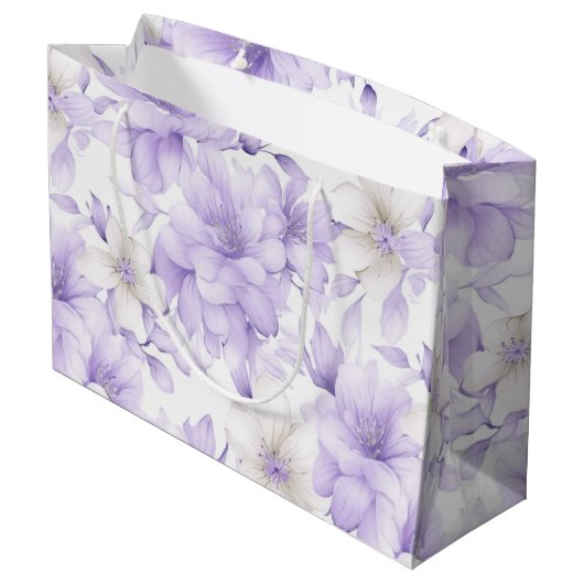 Fijne Waterverf Paarse Bloemen Groot Cadeauzakje (Achterkant Gekanteld)