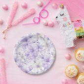 Fijne Waterverf Paarse Bloemen Papieren Bordje (Feest)