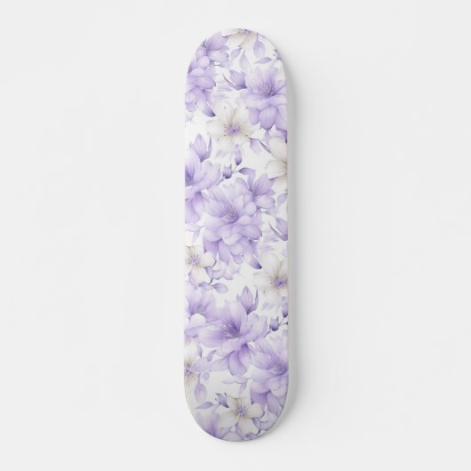 Fijne Waterverf Paarse Bloemen Persoonlijk Skateboard (Voorkant)
