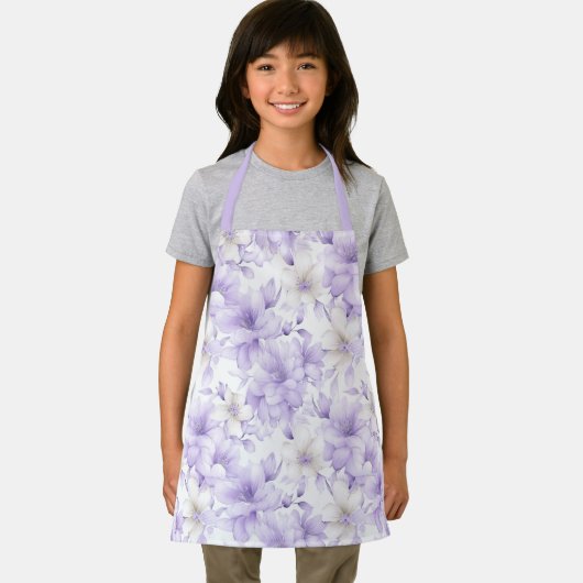 Fijne Waterverf Paarse Bloemen Schort (Insitu)
