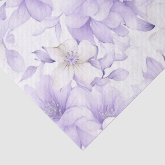 Fijne Waterverf Paarse Bloemen Tissuepapier (Detail)