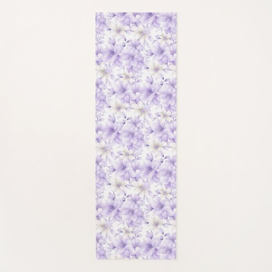 Fijne Waterverf Paarse Bloemen Yogamat (Voorkant)
