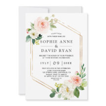 Fijne Waterverf Pink White Floral Gold Wedding