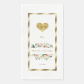 Fijne Waterverf Pink White Floral Gold Wedding Servet (Voorkant)
