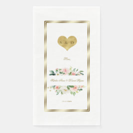 Fijne Waterverf Pink White Floral Gold Wedding Servet