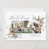 Fijne Waterverf Prettige feestdagen Floral Feestdagenkaart (Voorkant)