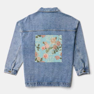 Fijne waterverf roos denim jacket